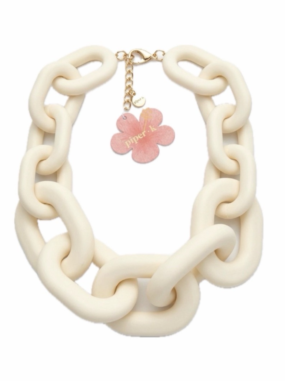 NWT ⚜️🤍⚜️ Piper K Cream Chunky Chain Link Necklace